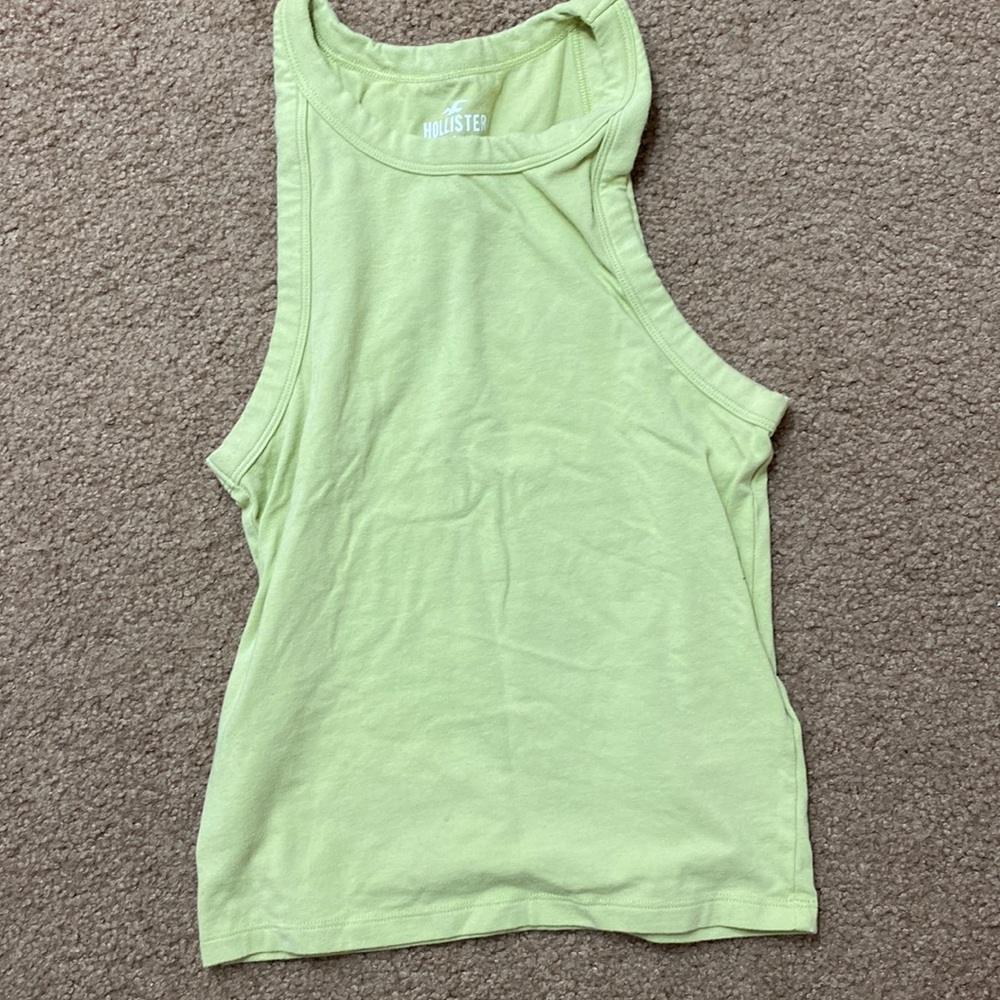 High neck green tank top